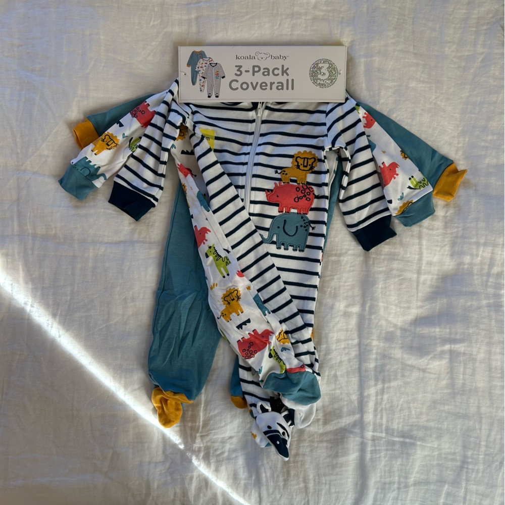 Koala Baby 3 pack coverall footie pjs